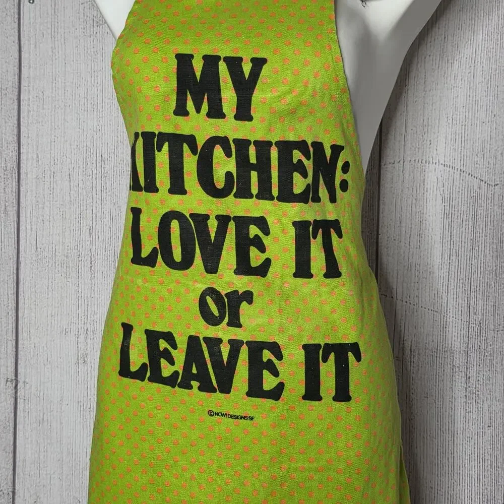 VTG My Kitchen Love It Or Leave It Apron Retro Pop Art Bold 70s Typography